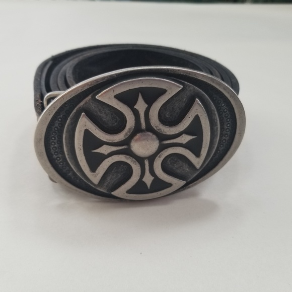 Levi's Brown Black Distressed Leather Belt - Picture 1 of 7